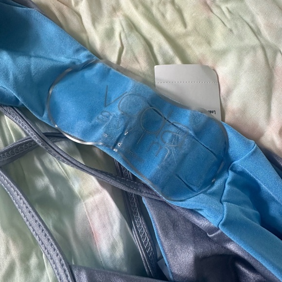 Voda Swim Leatherette Corset Bikini Top and Bottom (Silver, S, 3 items) NEW - Picture 9 of 10